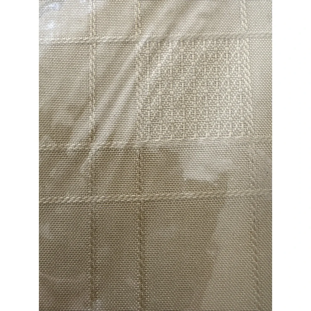 Mervyns 2002 -70 inch‎ round tablecloth mustard plaid embossed polyester